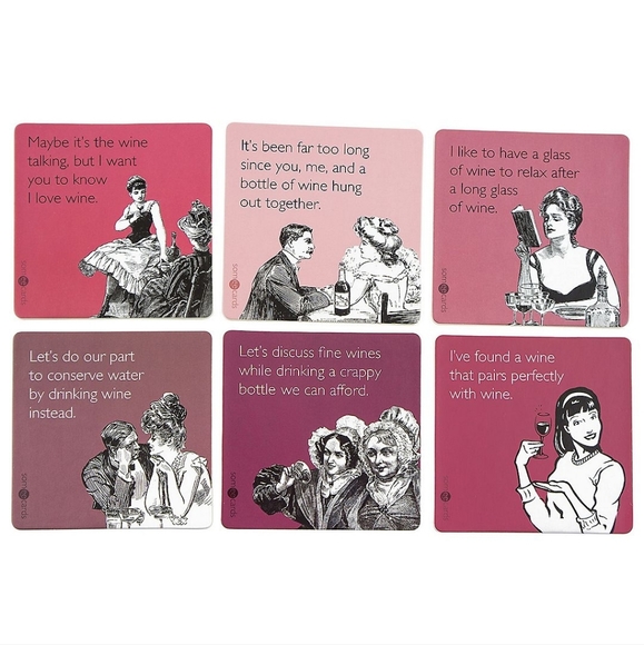 Someecards 6 Pack Assorted Wine Drink Coasters by 30 Watt Funny Sarcastic NWT - Picture 2 of 6